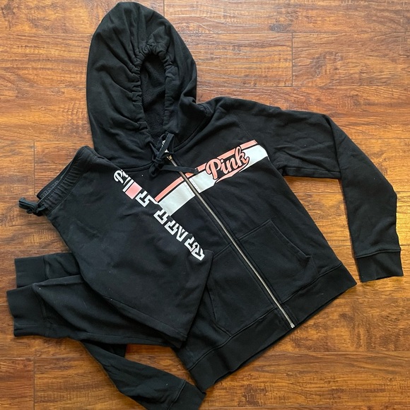 Pink Victoria Secrets Black Sweatsuit - Picture 2 of 7